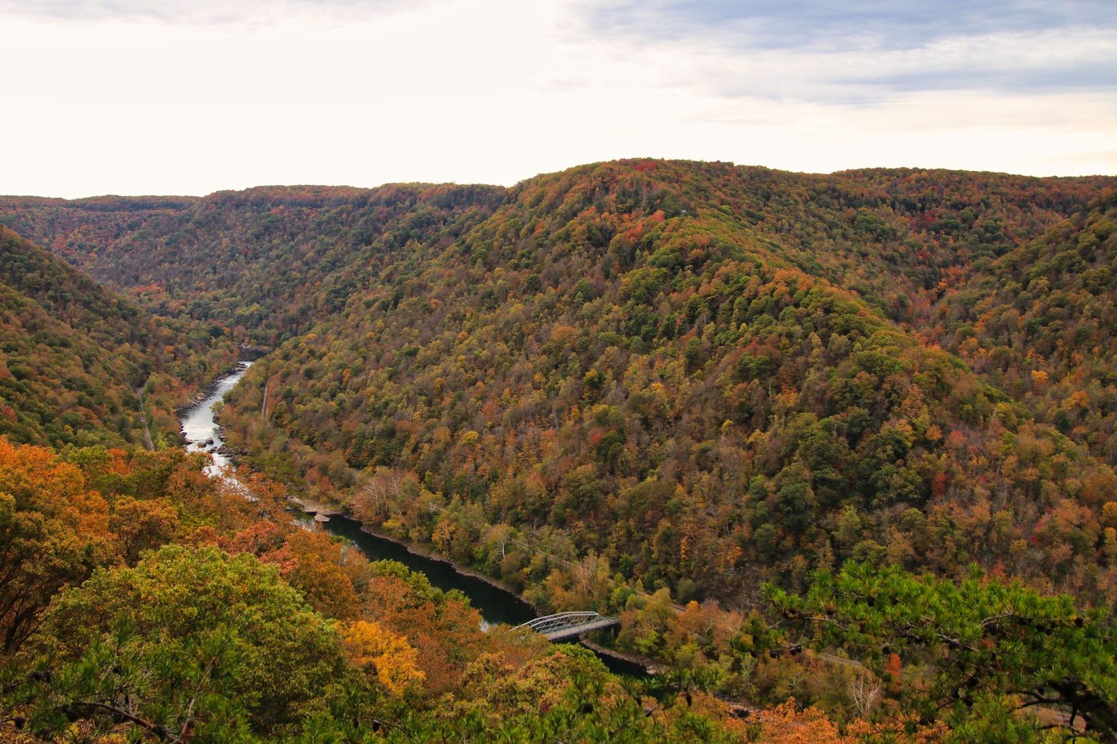 A river winding through an autumn valley