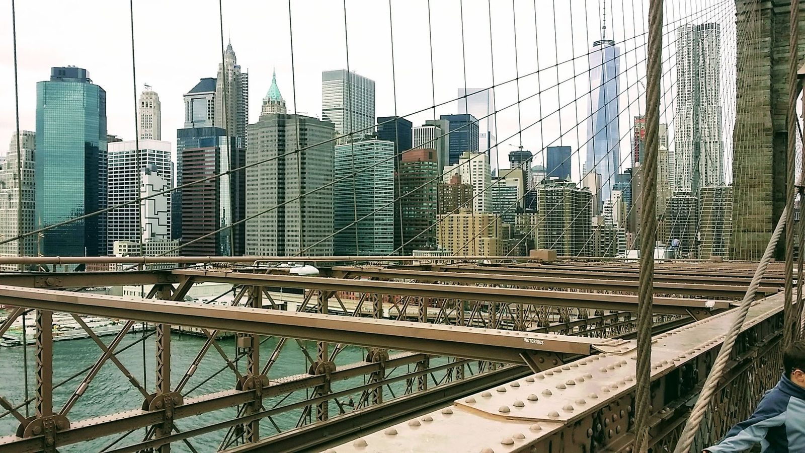 The Manhattan skyline from the Brooklyn Bridge