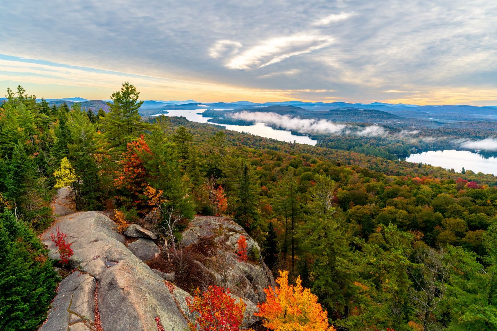 Autumn foliage over an Adirondack lake