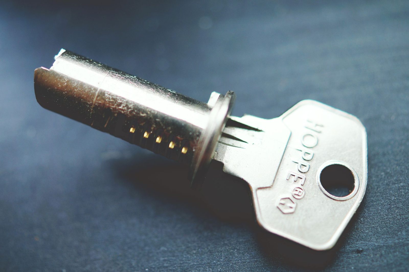 A key in a lock cylinder